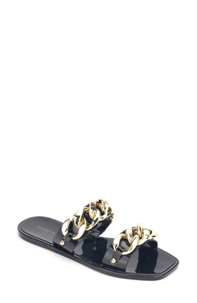 Kenneth Cole New York Women's Naveen Chain Jelly Slide Flat Sandals ...