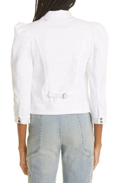 Shop Retroféte Ada Puff Sleeve Cotton Denim Trucker Jacket In White
