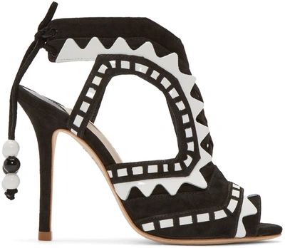 Sophia Webster Riko Cutout Patent-leather And Suede Sandals In Black