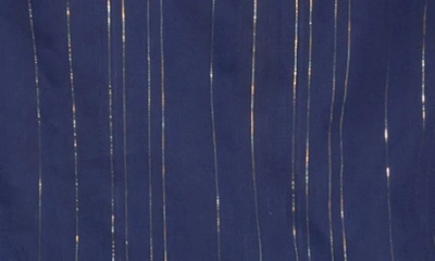 Shop Everyday Ritual Piper Metallic Stripe Cotton Pajamas In Midnight Shimmer