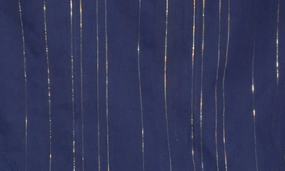 Everyday Ritual Piper Metallic Stripe Cotton Pajamas In Midnight Shimmer
