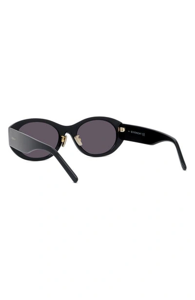 Shop Givenchy 55mm Polarized Oval Sunglasses In Shiny Black / Smoke