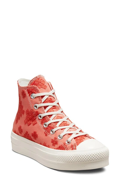 Shop Converse Chuck Taylor® Lift Hi Sneaker In Bright Madder/ Orange/ Egret