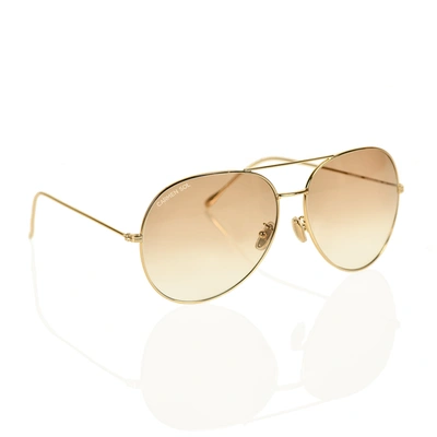 Shop Carmen Sol Gold Aviator Sunglasses In Gradient Brown