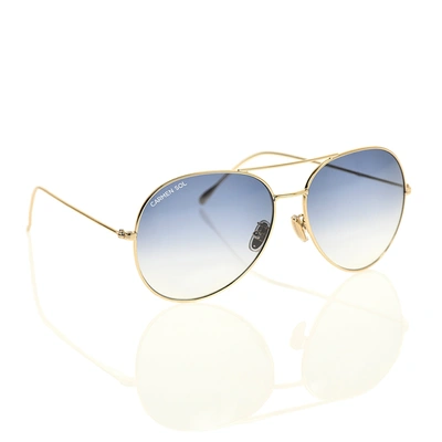 Shop Carmen Sol Gold Aviator Sunglasses In Gradient Baby Blue