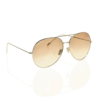 Shop Carmen Sol Silver Aviator Sunglasses In Gradient Brown