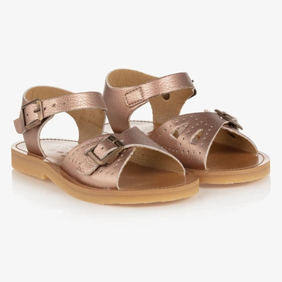 Shop Young Soles Girls Rose Gold Faux Leather Sandals In Pink