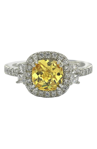 Suzy Levian Yellow Cz Engagement Ring In Yellow