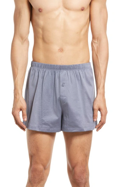 Shop Hanro Cotton Sporty Knit Boxers In 2681 - Deep Onyx