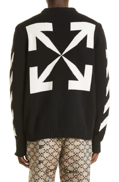 Shop Off-white Diagonal Cotton Blend Sweater In Black White