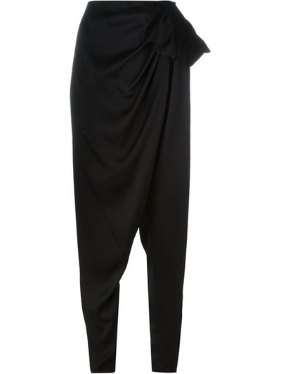 Lanvin Satin-stripe Slim-leg Wool Trousers In Black