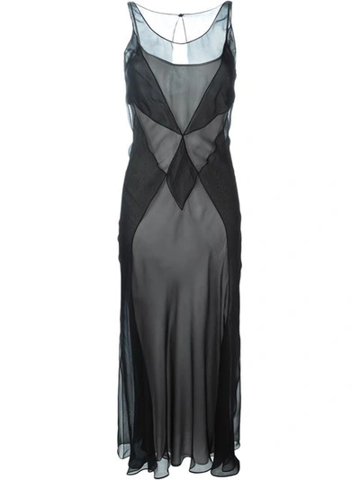 Maison Margiela Semi-sheer Panelled Dress In Black & Pearl Grey