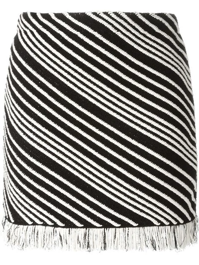 Sonia Rykiel Woman Fringed Striped Cotton-blend Mini Skirt Black