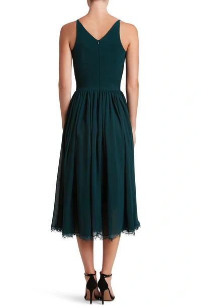 Dress The Population Alicia Mixed Media Midi Dress In Pine