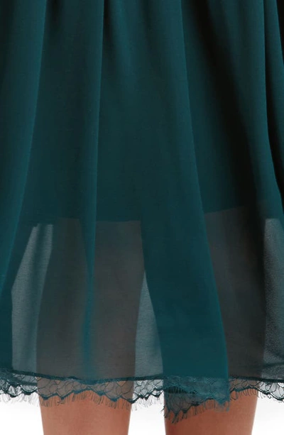 Dress The Population Alicia Mixed Media Midi Dress In Pine