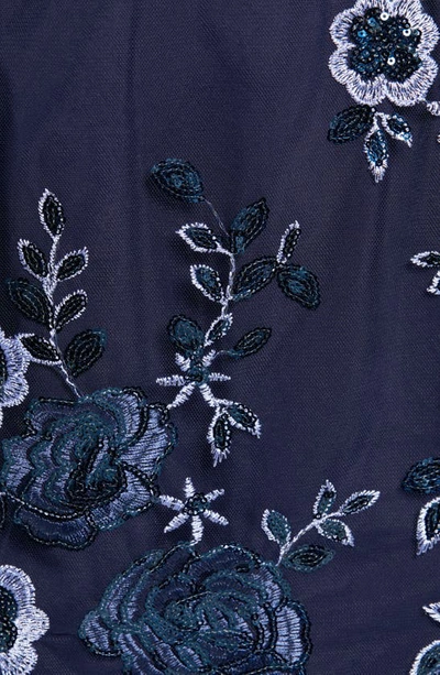 Shop Shani Sequin Embroidered V-neck Sheath Dress In Navy