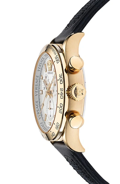 Shop Versace Hellenyium Chronograph Leather Strap Watch, 44mm In Ip Yellow Gold