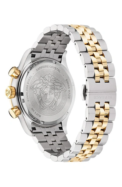 Shop Versace Hellenyium Chronograph Bracelet Watch, 44mm In Yellow Gold/ Steel