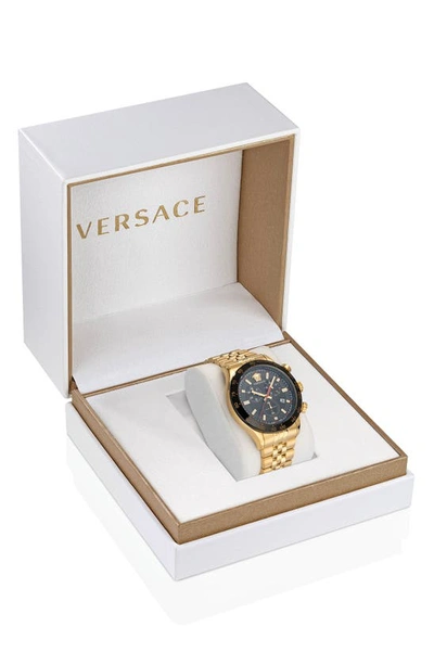 Shop Versace Hellenyium Chronograph Bracelet Watch, 44mm In Ip Yellow Gold