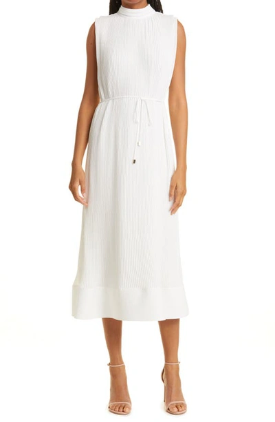 Shop Milly Milina Micropleat Sleeveless Dress In White