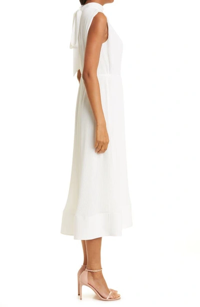 Shop Milly Milina Micropleat Sleeveless Dress In White