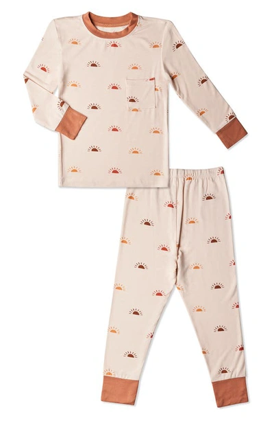 Shop Everly Grey Kids' Fitted Two-piece Pajamas In Sunrise