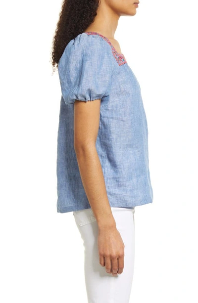 Shop Boden Square Neck Linen Top In Chambray