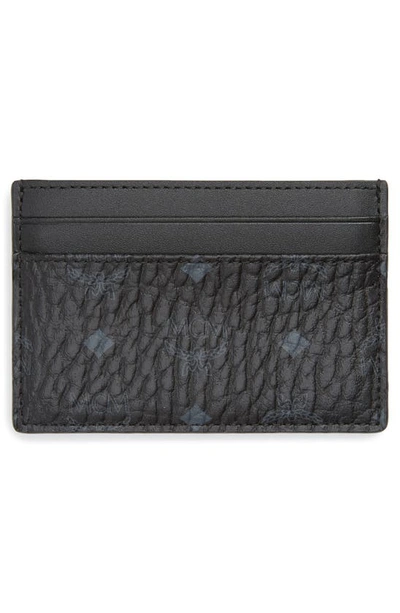 Shop Mcm Logo Leather Card Case In Black