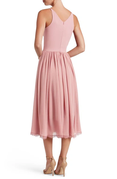 Dress The Population Alicia Mixed Media Midi Dress In Blush