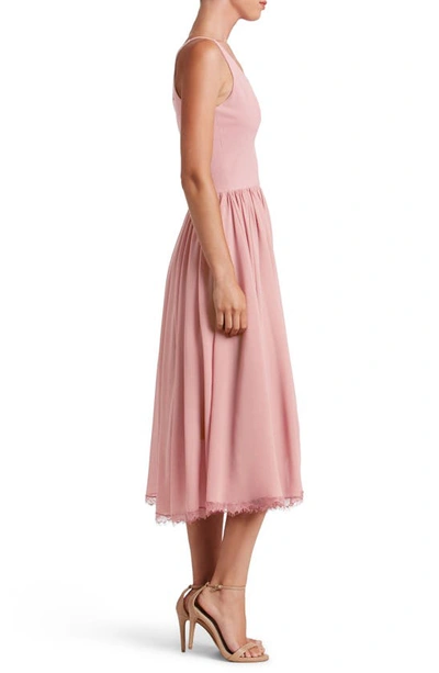 Dress The Population Alicia Mixed Media Midi Dress In Blush