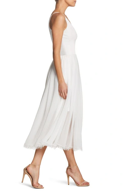 Shop Dress The Population Alicia Mixed Media Midi Dress In Off White