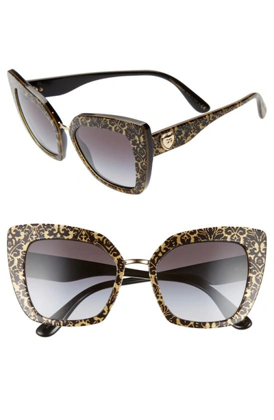 Shop Dolce & Gabbana 52mm Cat Eye Sunglasses In Brown Tortoise