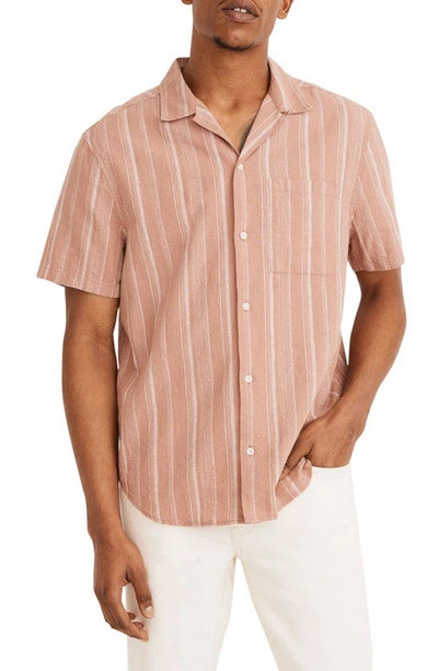 Shop Madewell Hemp & Cotton Easy Short Sleeve Shirt In Faded Mauve