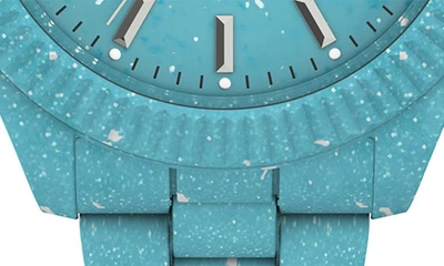 Shop Timex Waterbury Ocean Recycled Plastic Bracelet Watch, 37mm In Blue/ Blue/ Blue