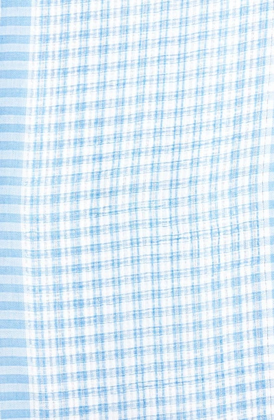 La Fiorentina Checkered Twished Fringe Scarf In Blue