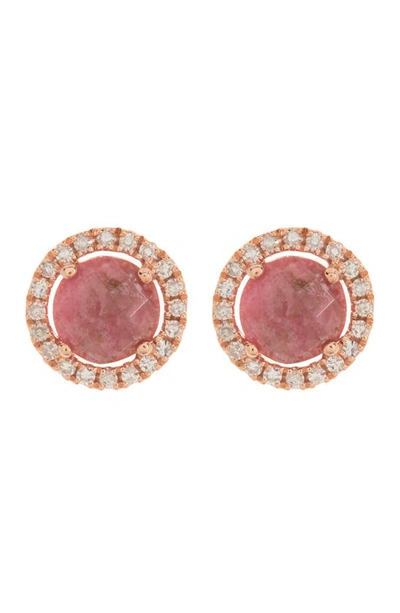Shop Meira T Rhodonite Stud Earrings In Pink