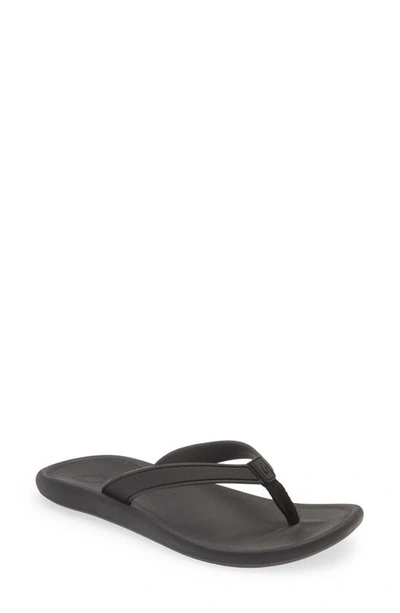 Shop Olukai Kapehe Flip Flop In Black/ Black