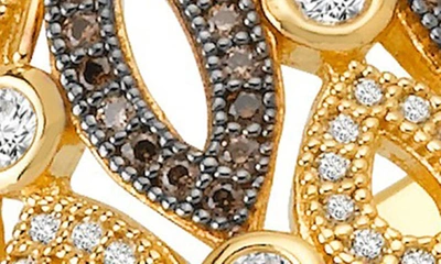 Lafonn Classic Simulated Chocolate And Clear Diamond Labyrinth Band Ring In White/ Chocolate
