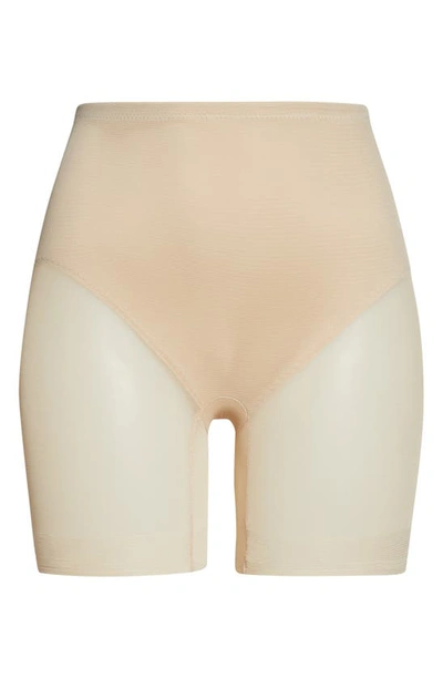 Shop Miraclesuit Sexy Sheer Rear Lift Shaping Bike Shorts In Warm Beige