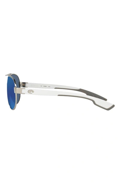 Shop Costa Del Mar Loreto 56mm Mirrored Polarized Aviator Sunglasses In Grey White