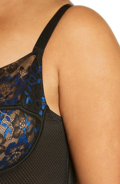 Coquette Floral Mesh Underwire Bustier With Garter Straps In Black