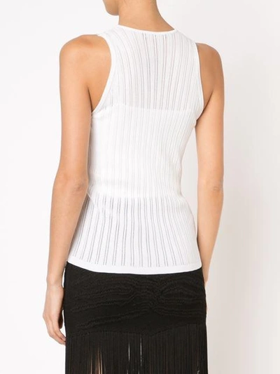 Shop Roberto Cavalli Ribbed Knit Tank Top - White