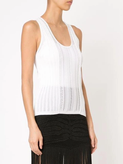 Shop Roberto Cavalli Ribbed Knit Tank Top - White