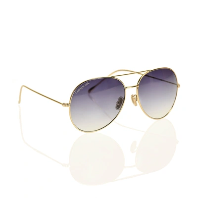 Shop Carmen Sol Gold Aviator Sunglasses In Gradient Dark Gray