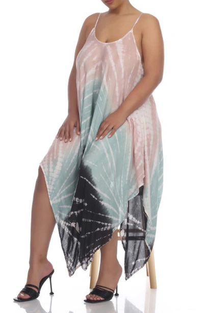 Shop Boho Me Tie Dye Print Handkerchief Hem Maxi Dress In Almond Td