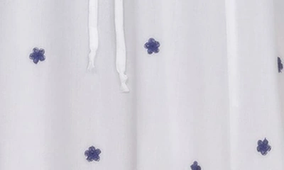 Boho Me Embroidered 3/4 Sleeve Coverup In White W/ Navy