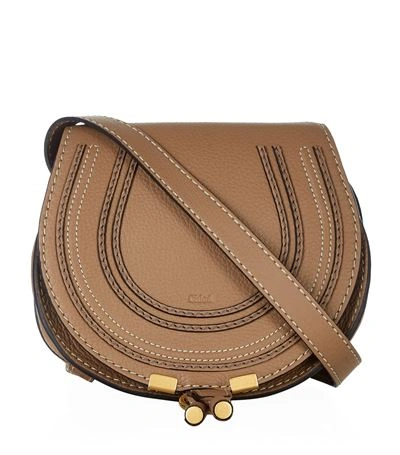 Chloé Marcie Small Leather Shoulder Bag In Nut