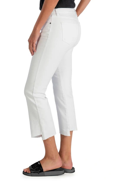 Shop Kut From The Kloth Kelsey High Waist Raw Hem Ankle Flare Jeans In Optic White
