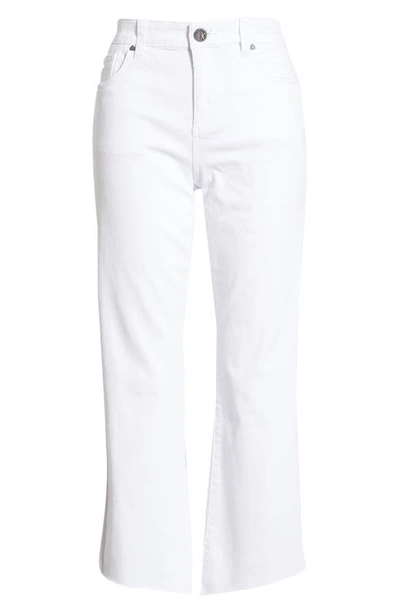 Shop Kut From The Kloth Kelsey High Waist Raw Hem Ankle Flare Jeans In Optic White