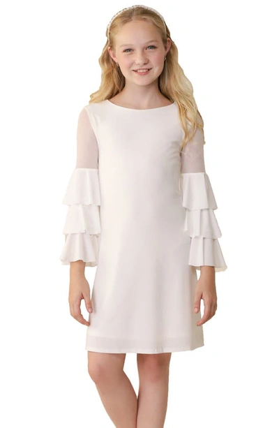 Shop Un Deux Trois Kids' Tiered Sleeve Dress In Ivory